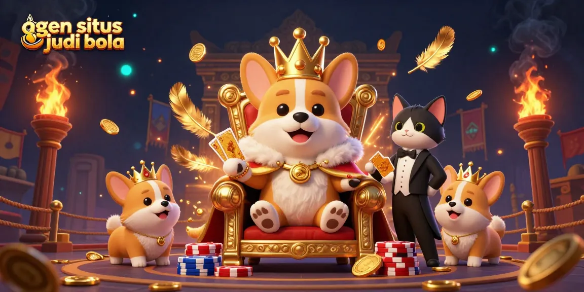 Engage with agen situs judi bola through captivating 3D illustration featuring royal corgi theme.
