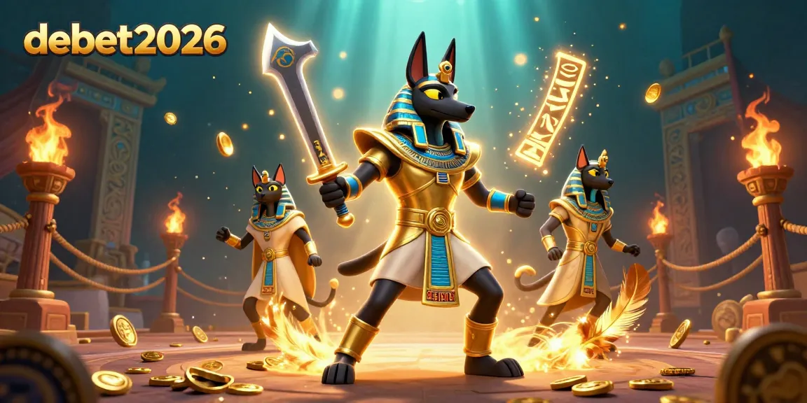 Experience the thrilling debet2026 action with Anubis and Bastet in a vibrant casino arena.