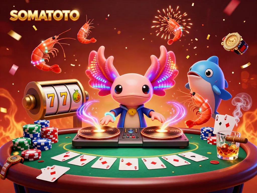 SOMATOTO brings excitement to online casino gaming with vibrant characters enjoying a fun slot scene.