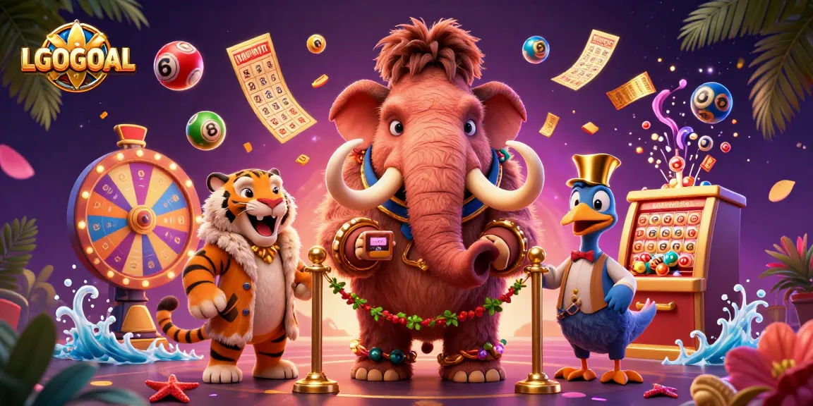 Experience the vibrant casino scene with LGOGOAL, featuring a woolly mammoth bouncer and playful lottery elements.