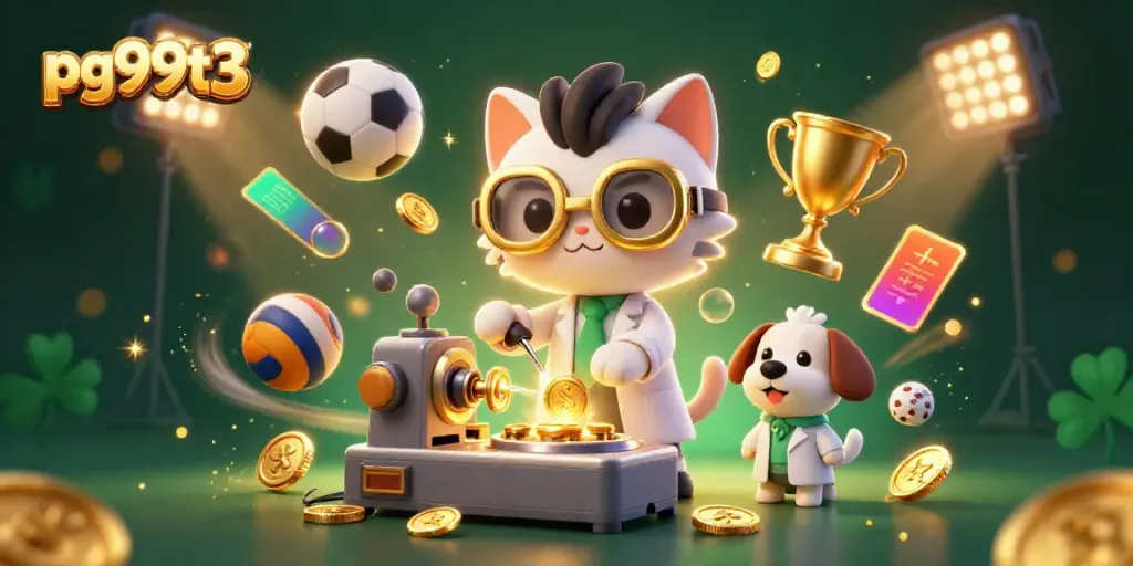 Spin to win with pg99t3 as the mad scientist cat creates gold coins in a casino lab