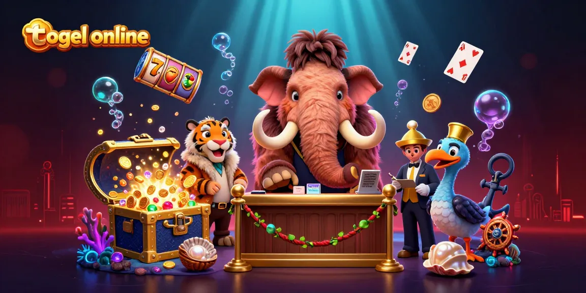 Watch the 3D woolly mammoth bouncer manage togel online VIPs in a vibrant casino scene.