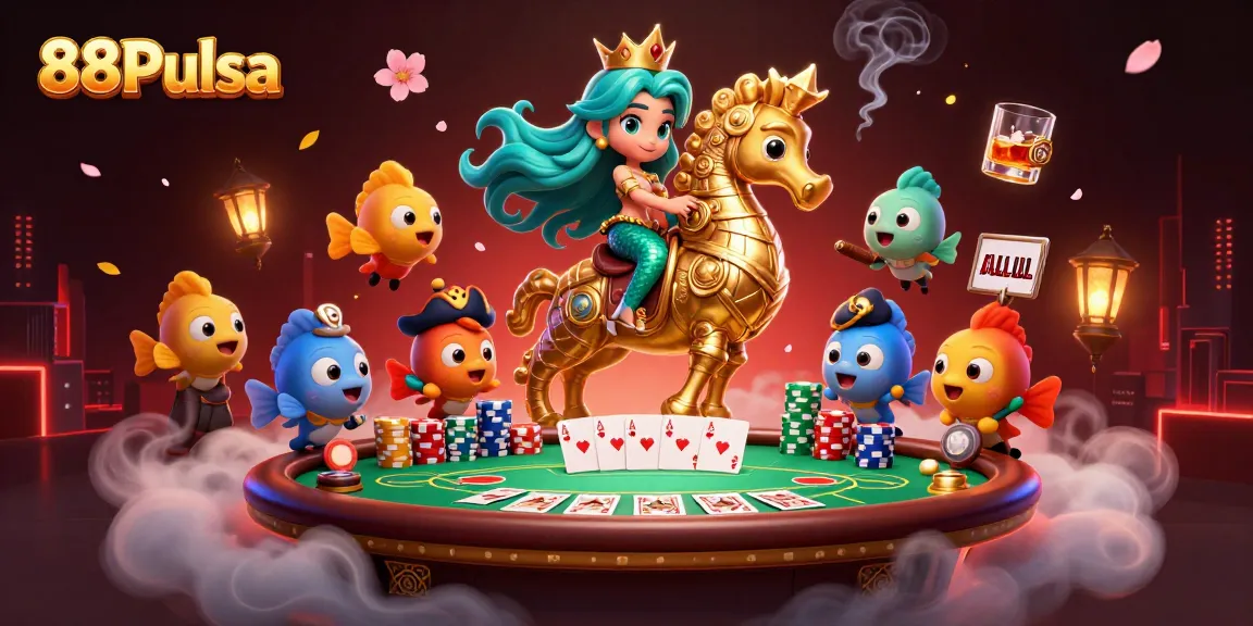 Experience thrilling gameplay with 88Pulsa's vibrant and dynamic casino illustration featuring a captivating scene.