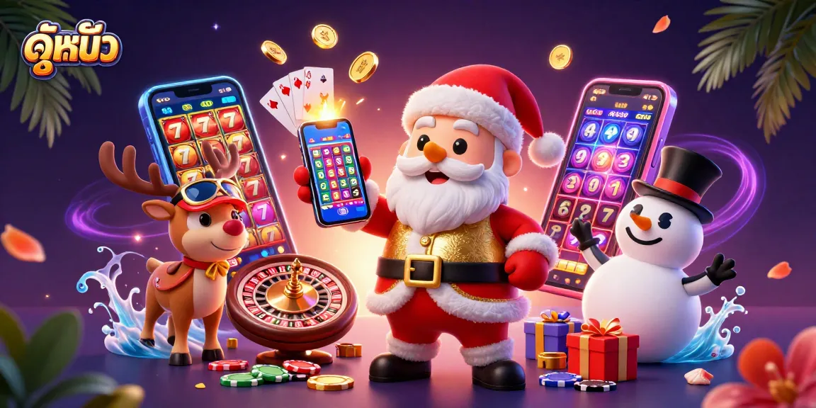 Engage in ดูหนัง with festive characters unleashing jackpot excitement in a vibrant casino setting.
