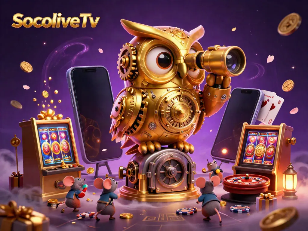 Experience thrilling gambling action with SocoliveTv's animated whimsical scene showcasing a dynamic casino atmosphere.