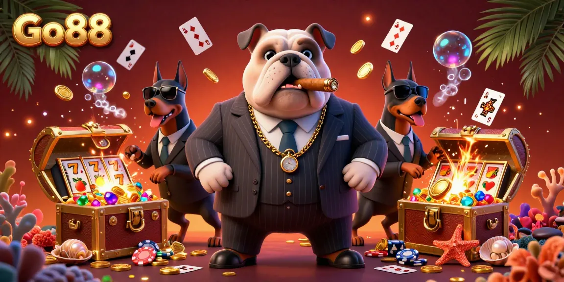 Go88 players enjoy thrilling action amid 3D cartoon characters and casino elements in an exciting online gaming scene.