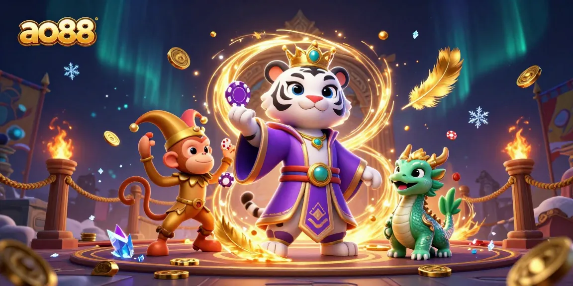 Experience thrilling gameplay at ao88 with a dazzling 3D illustration capturing the excitement of the casino.