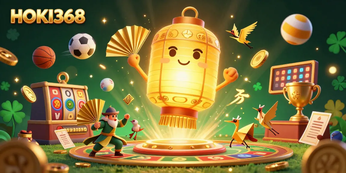 Experience the thrilling energy of HOKI368 with vibrant casino elements and lucky symbols.