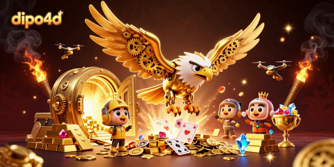 Experience the thrill of gaming at dipo4d with a dynamic scene featuring treasure and excitement.