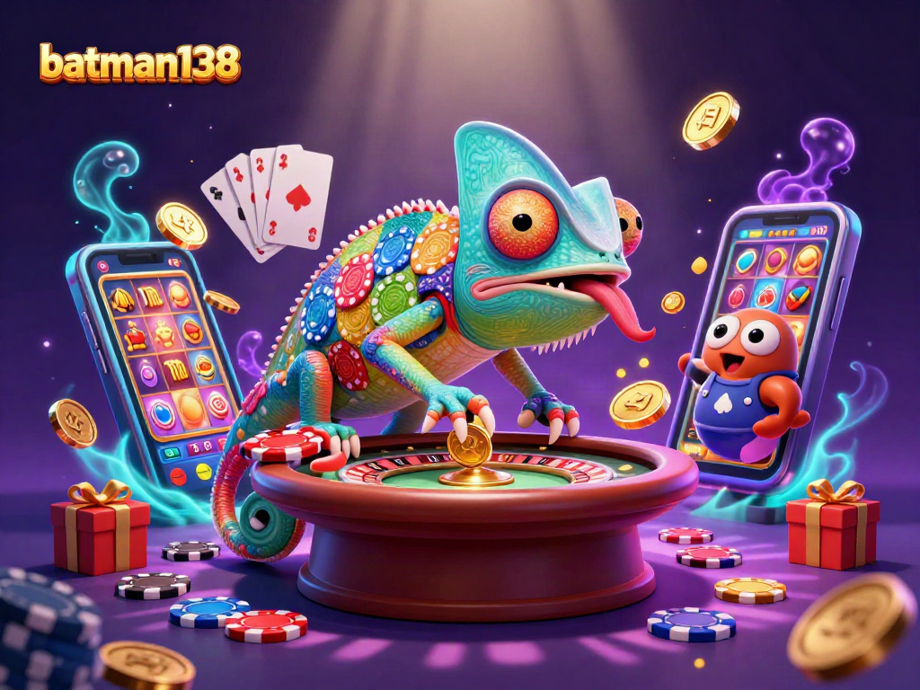 Experience the excitement of batman138 in this captivating casino scene filled with vibrant slots and dynamic game elements.