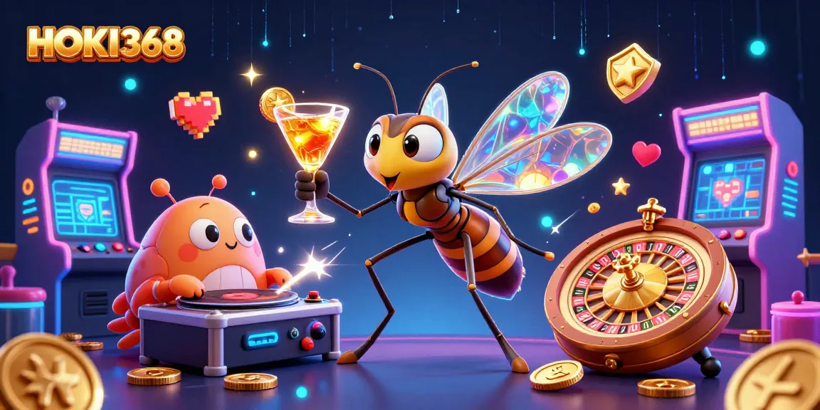 Experience the thrill of the HOKI368 casino scene with animated characters and dynamic gaming elements.
