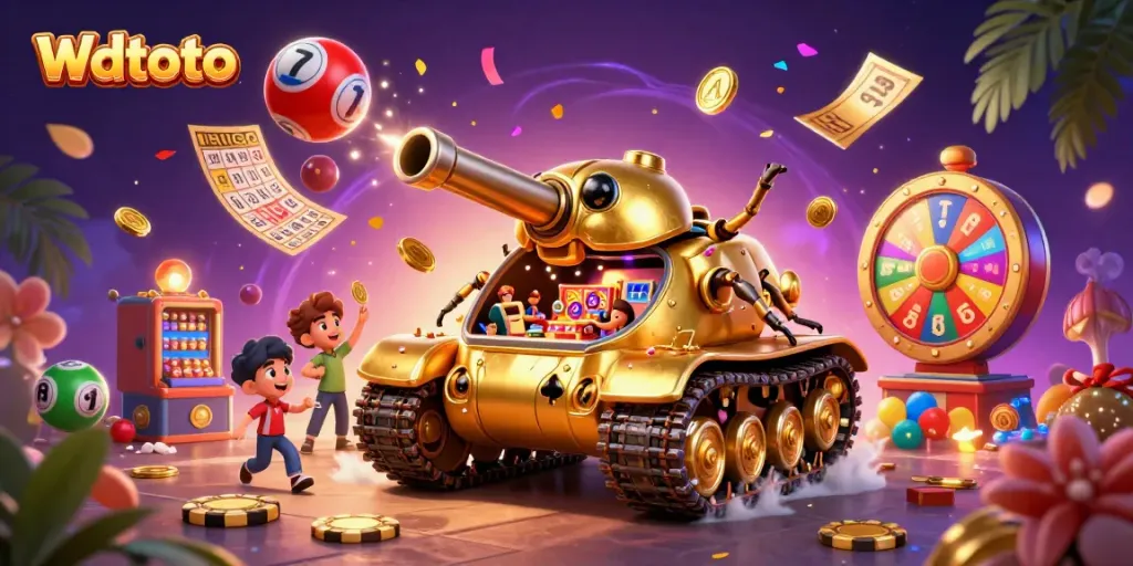 Wdtoto menampilkan keseruan dengan suasana kasino mini di dalam tank keong emas, penuh dengan elemen permainan.