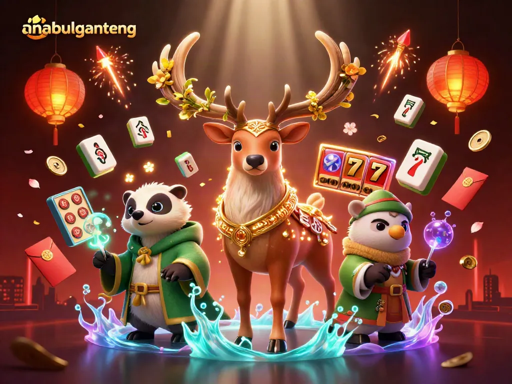 Memenangkan permainan dengan anabulganteng yang penuh warna, simbol slot, dan elemen keberuntungan lainnya.