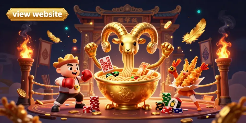 Engage with the excitement of "view website" in this dynamic casino-themed illustration featuring vibrant characters and action.
