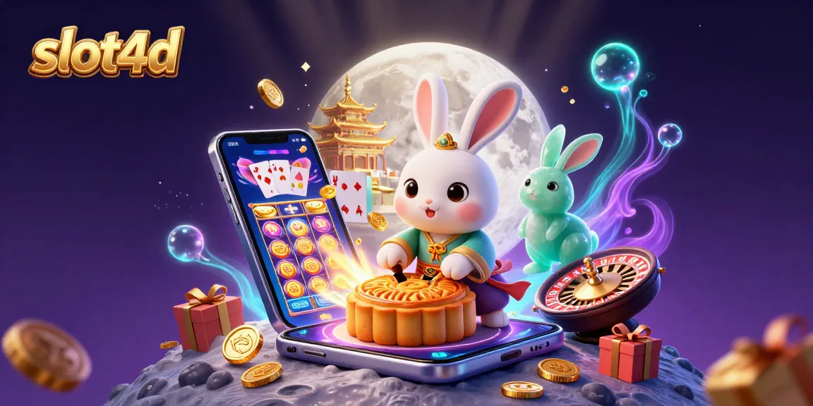 Permainan slot4d dengan kelinci bulan dan chip poker yang menarik perhatian di bulan