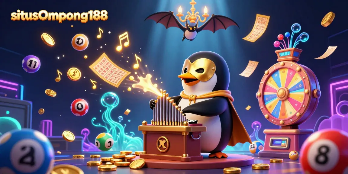 situs Ompong188 menampilkan ilustrasi kasino digital 3D dengan karakter unik dan elemen permainan menarik.
