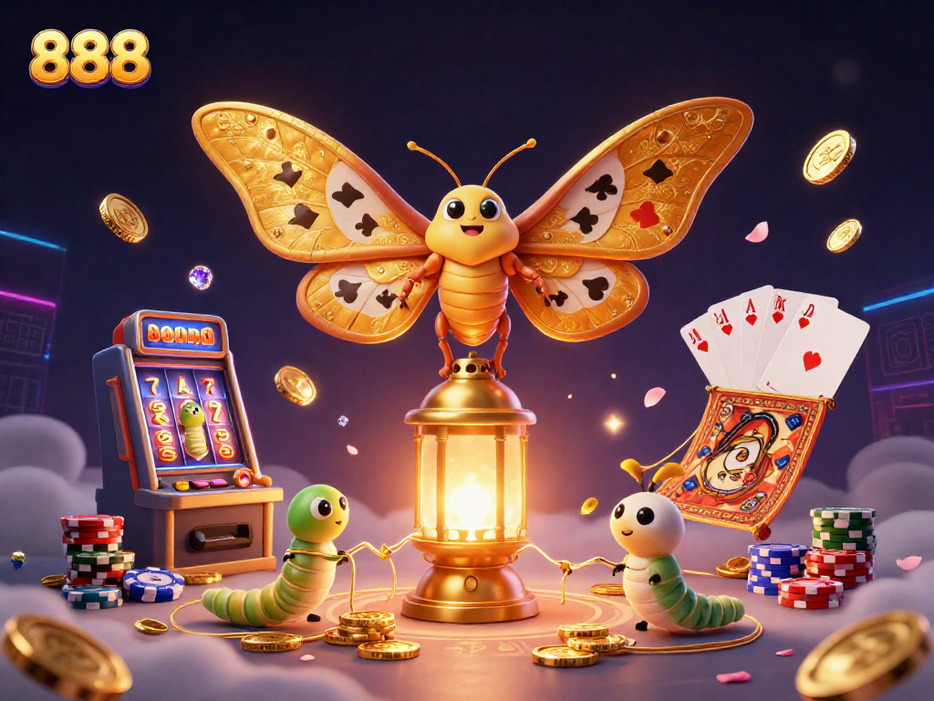 Win big with 888 at a vibrant online casino scene featuring colorful slot machines and golden elements.