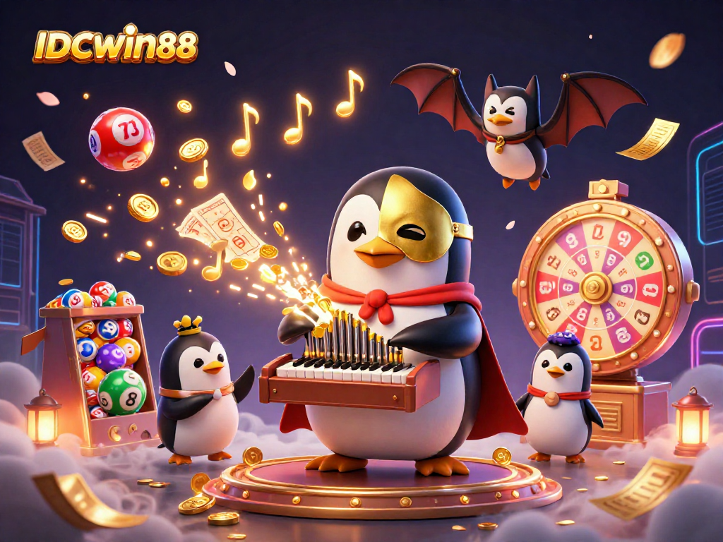 Experience the excitement of IDCWIN88 with a vibrant lottery-themed illustration featuring dynamic gaming elements.