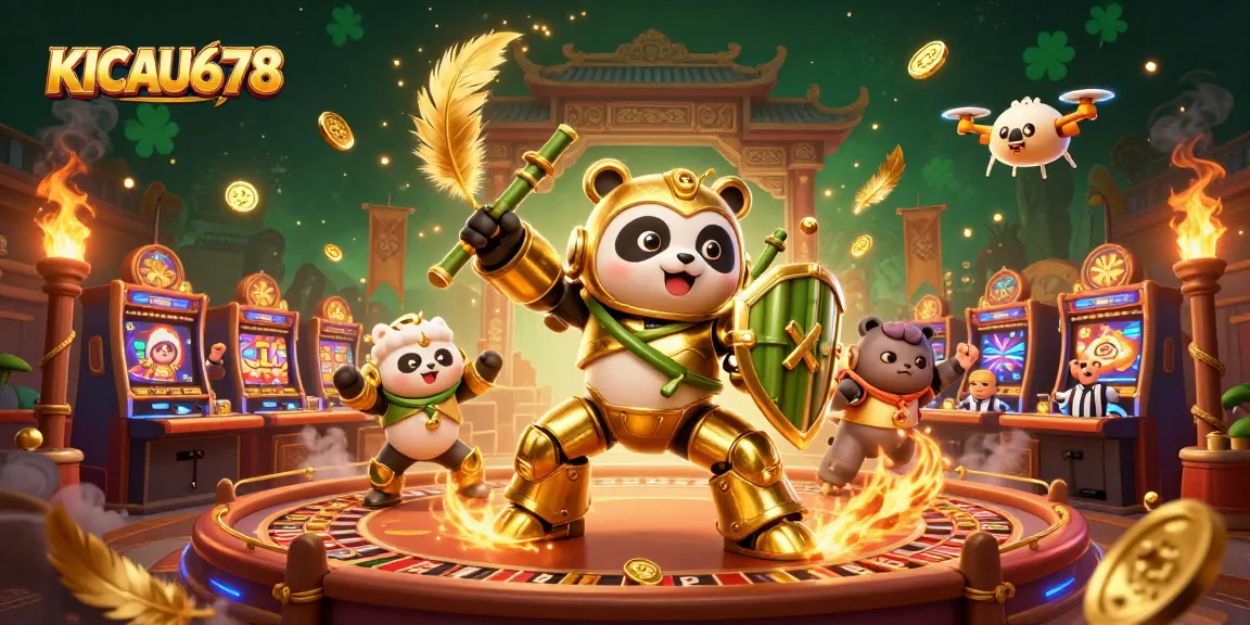 KICAU678 captures thrilling casino action with vibrant characters in a high-energy gaming arena.