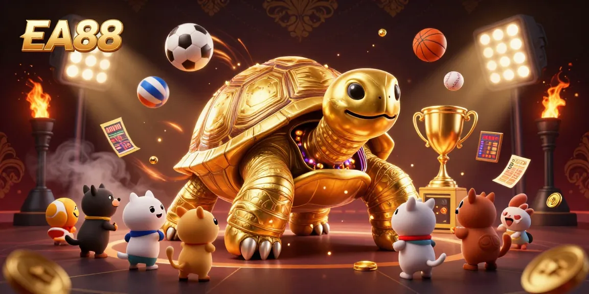Experience EA88 with thrilling gameplay, highlighted by a unique golden tortoise pinball machine.