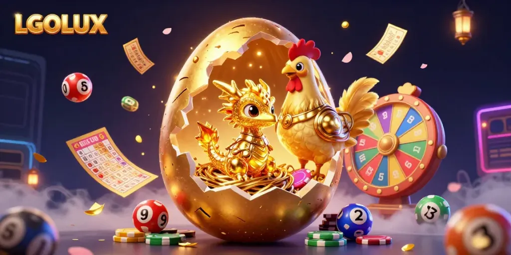 Experience LGOLUX's thrilling surprises with a magical golden dragon and vibrant gambling elements.