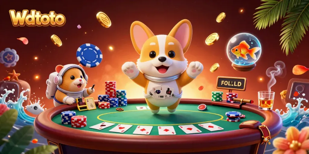 Wdtoto menguji keberuntungan dengan corgi astronaut di kasino luar angkasa yang penuh koin emas.