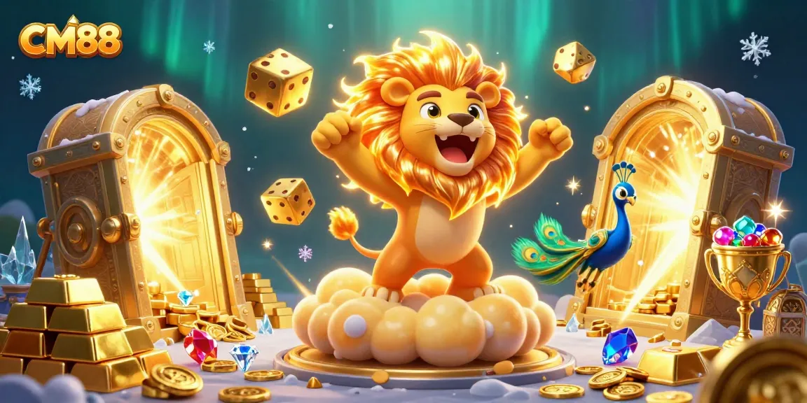 Experience thrilling gaming opportunities at CM88 with vibrant casino elements and a dynamic 3D illustration.