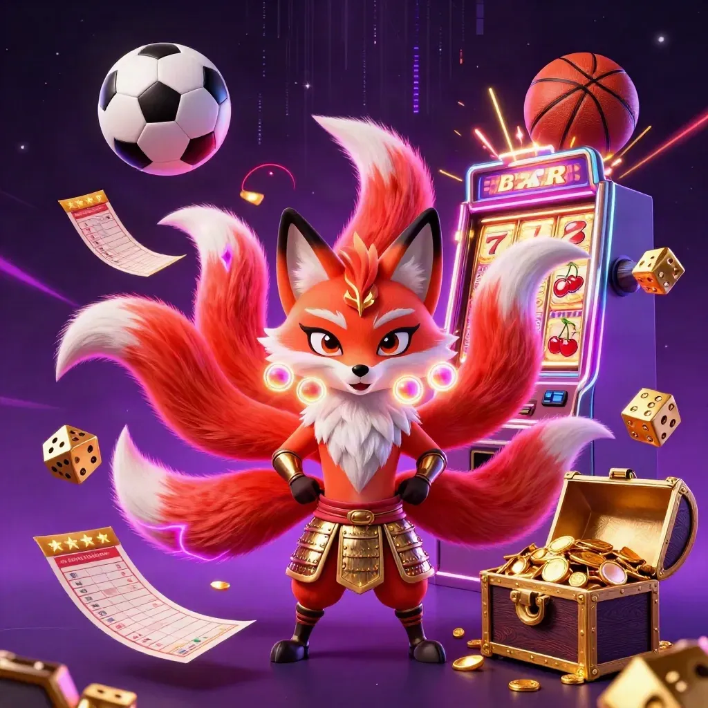 Roh rubah berekor sembilan dan tikus samurai emas meledak di antara slot neon.
