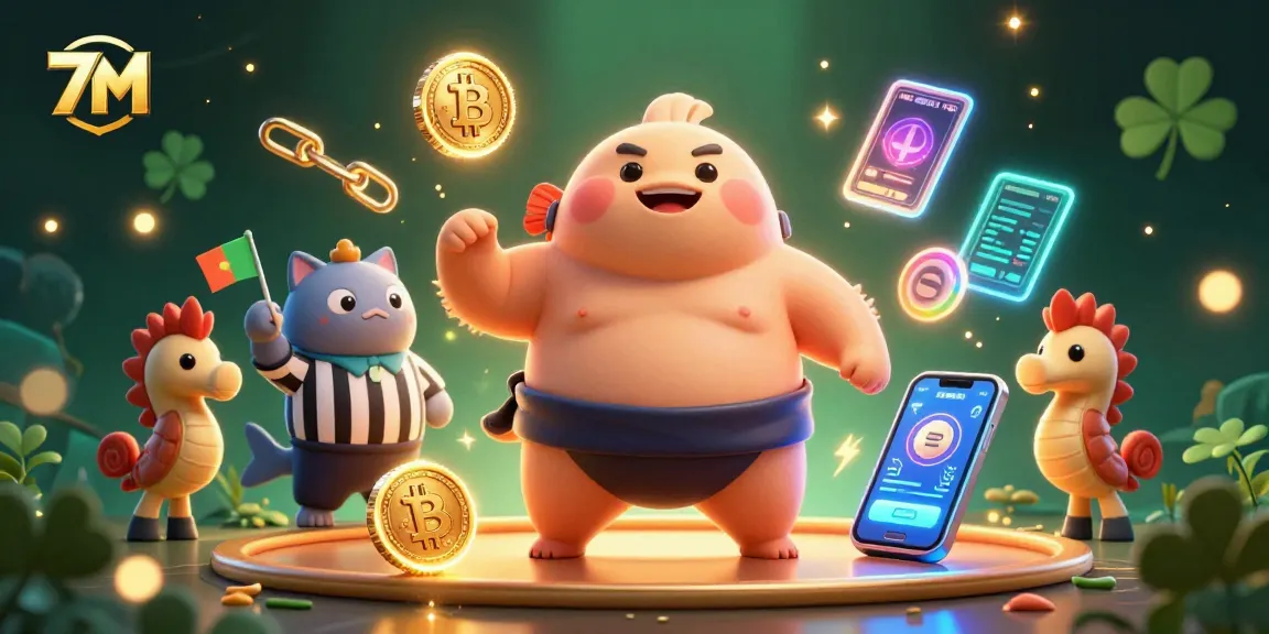 Join the 7M action in this vibrant underwater casino scene featuring crypto elements.