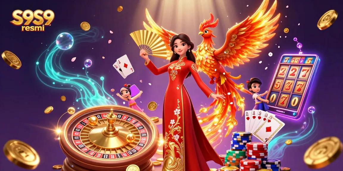 Experience the thrill of gaming with S9S9 resmi; a vivid illustration of a Vietnamese casino scene.