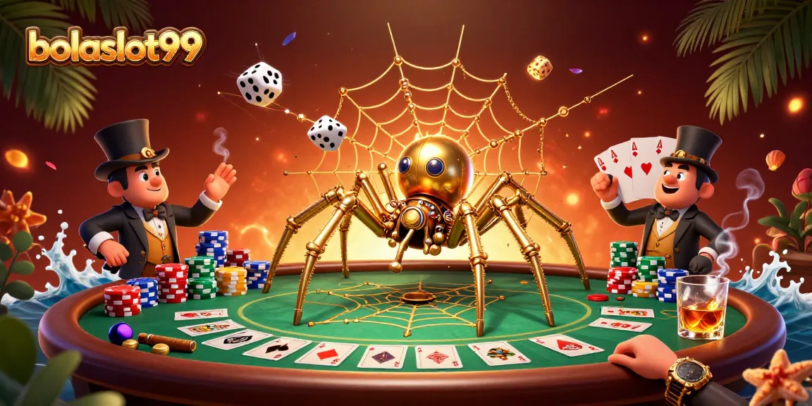 Experience thrilling gameplay with bolaslot99 in this vibrant casino art showcasing poker elements.