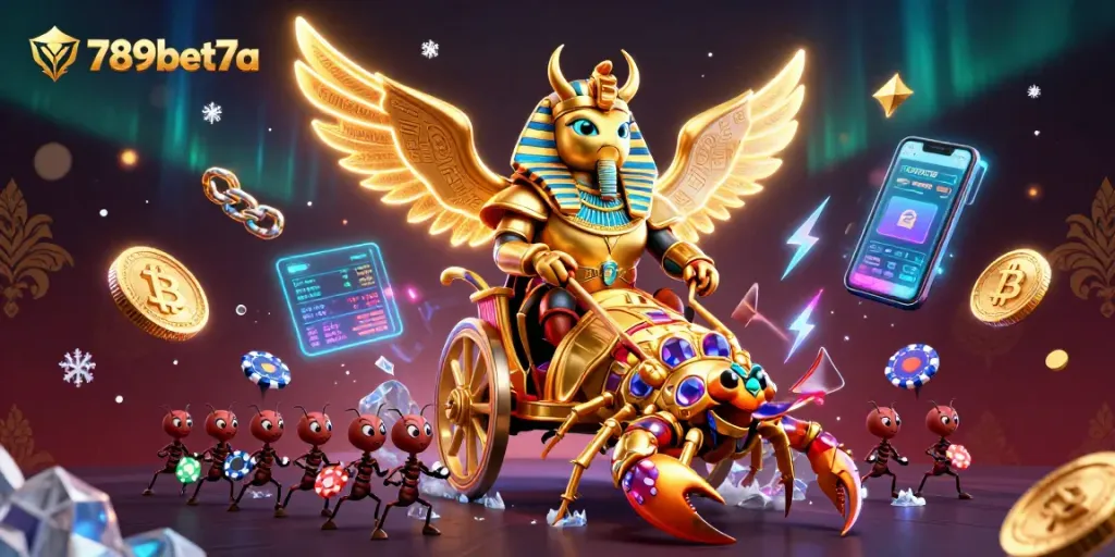 Engage dynamic gameplay with 789bet7a's thrilling online casino adventures featuring golden scarab and crypto elements.