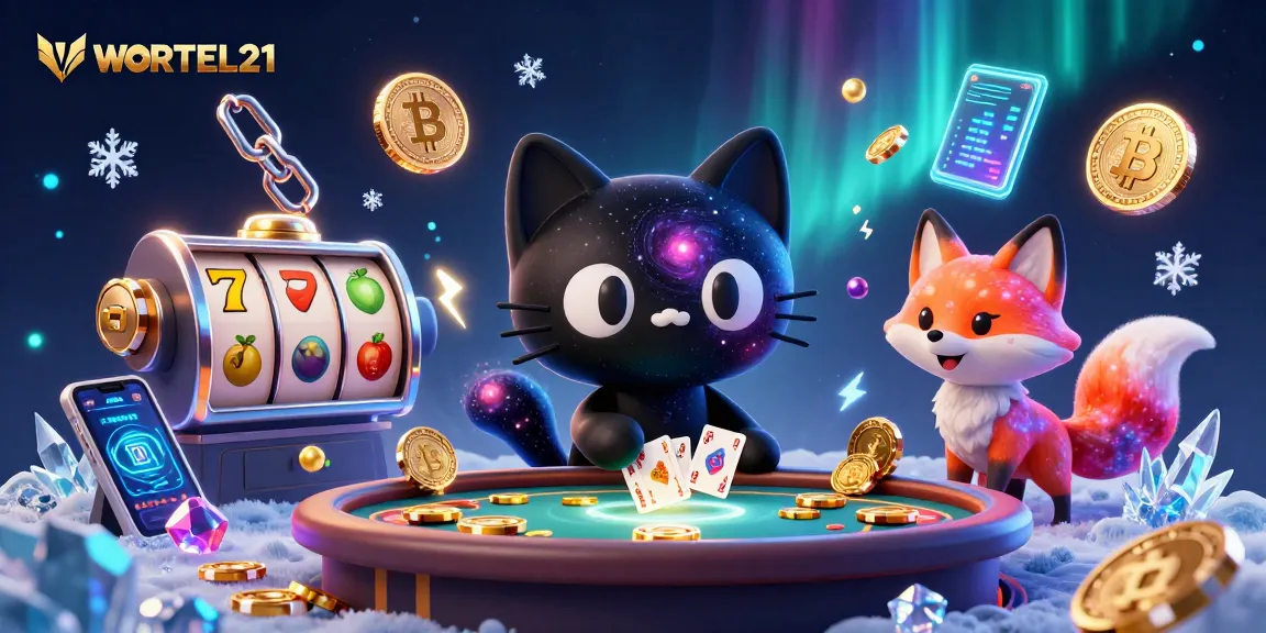 Engage with WORTEL21 through a vibrant cosmic casino scene featuring exciting slot games.