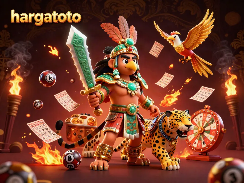 Mainkan hargatoto dengan elemen lotere yang penuh warna termasuk bola bernomor dan papan bingo.