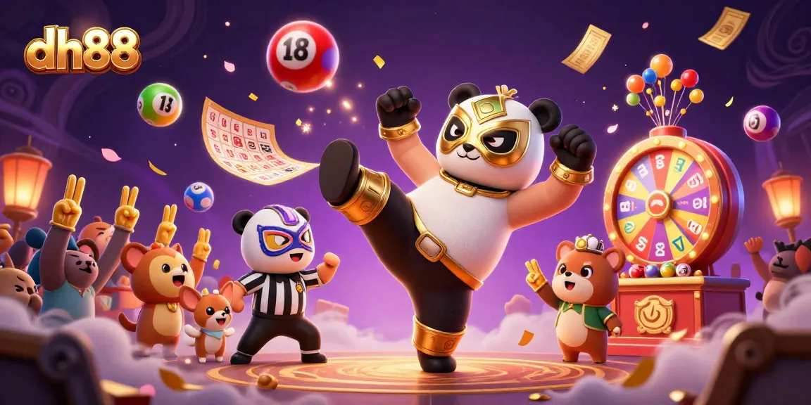 Experience thrilling gaming at dh88 with vibrant lottery balls and festive animal spectators.