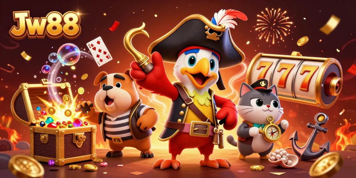 Experience exhilarating wins at Jw88 with a lively 3D casino scene filled with fun gaming elements.
