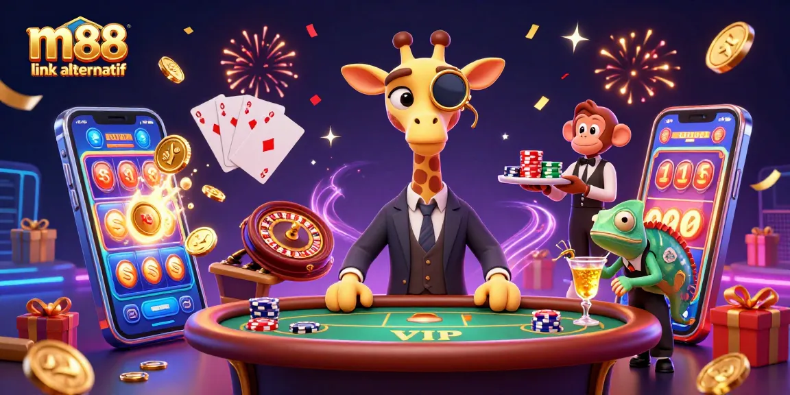 Experience m88 link alternatif with an entertaining high-roller scene featuring vibrant casino elements.