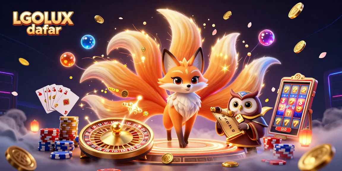 Win big at LGOLUX daftar with glowing fox spirit and abundant slot riches illustrated in vibrant detail.