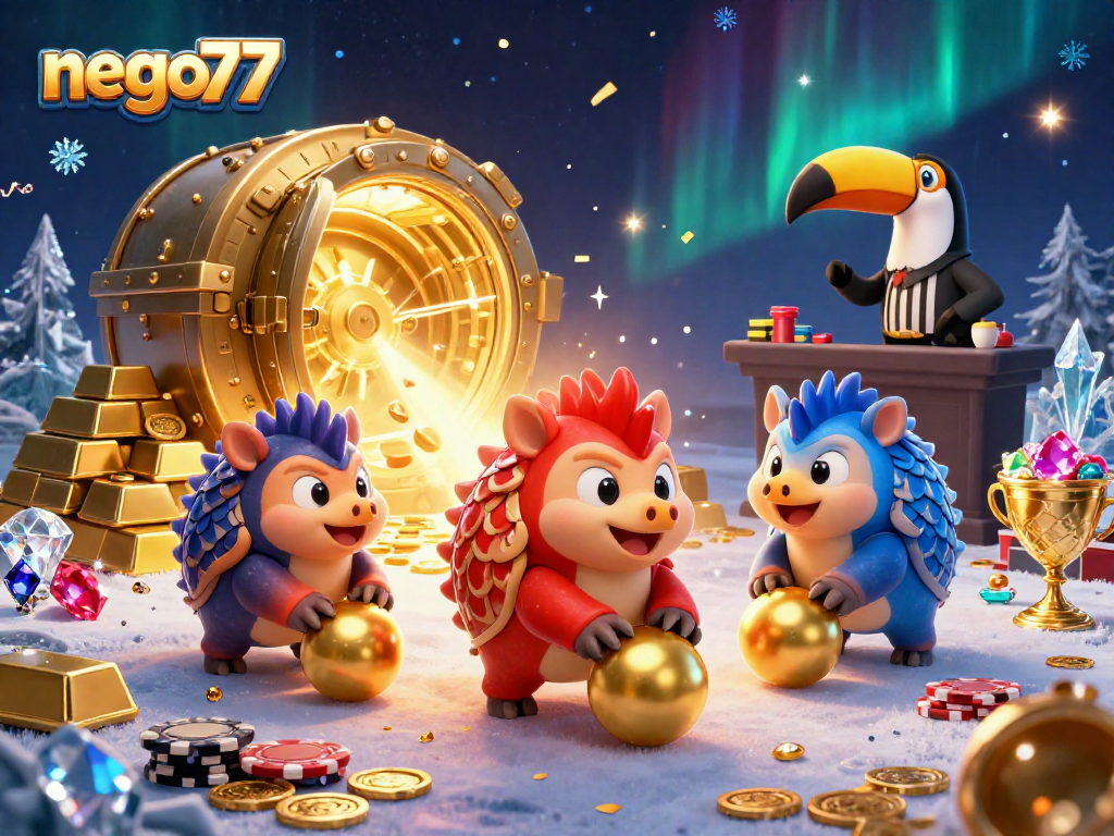Experience thrilling sports betting excitement with nego77, as pangolins roll into golden balls amidst bright treasures.