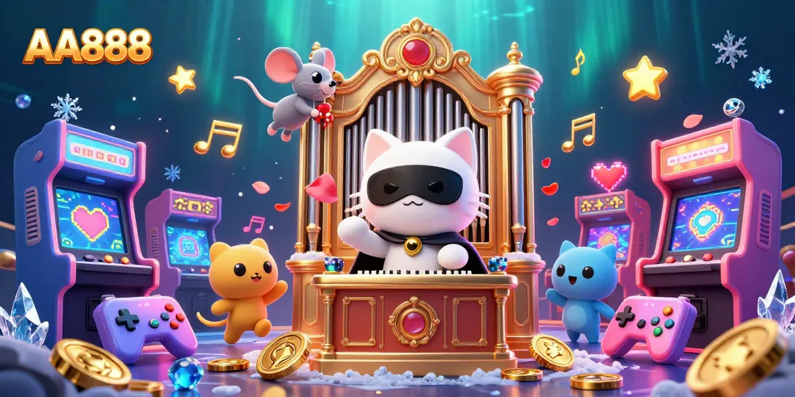 Engage in the vibrant world of AA888 with an acrobatic mouse and a phantom cat at a casino.