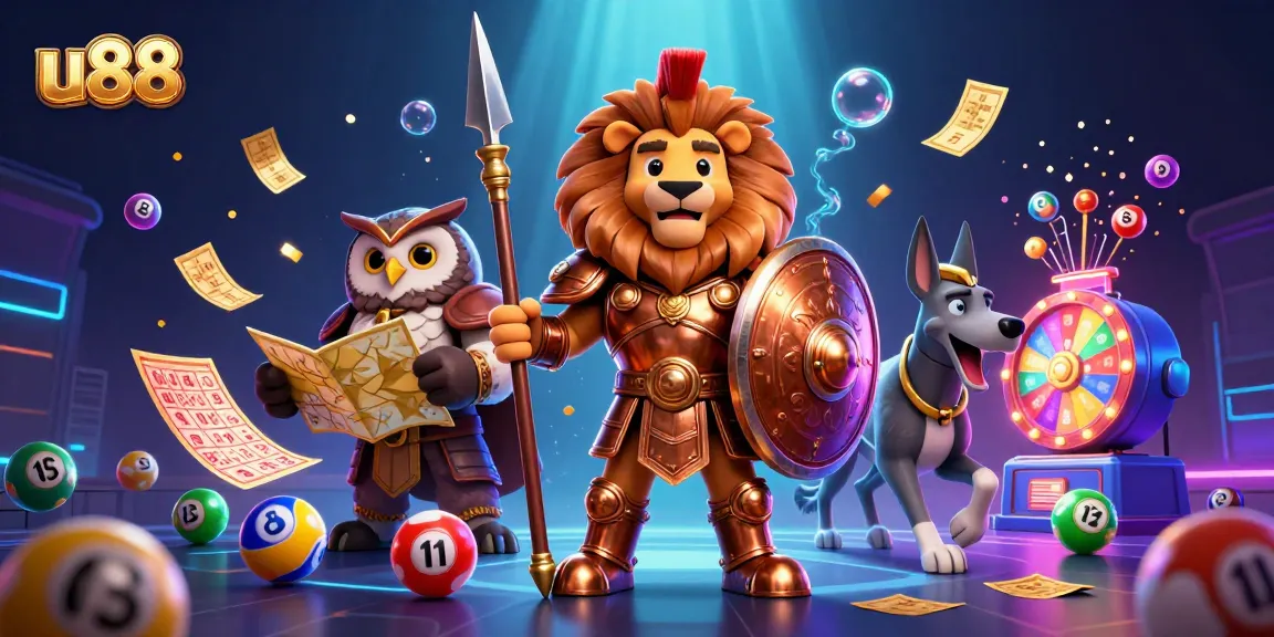 Spin into winning action with u88's vibrant lottery scene featuring energetic characters.