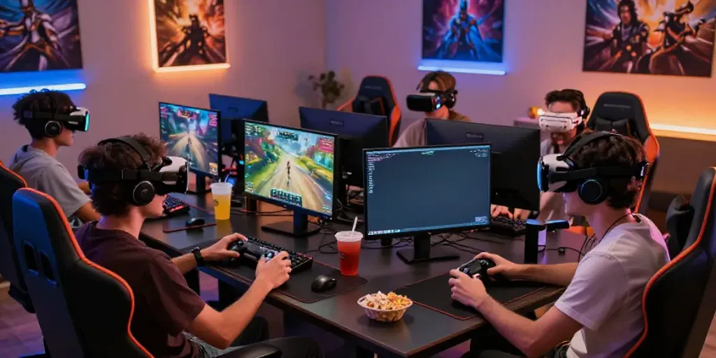 situs bento4d engaging multiplayer gaming experience among friends in a lively gaming room