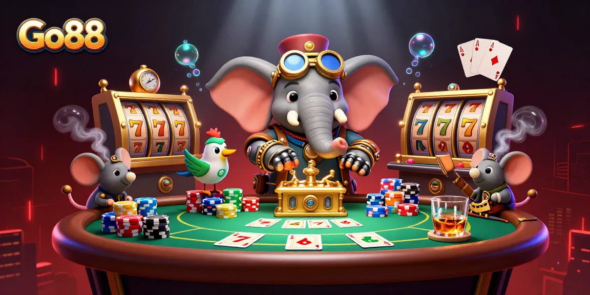 Experience the thrilling games at Go88 with vibrant casino elements and characters in action.