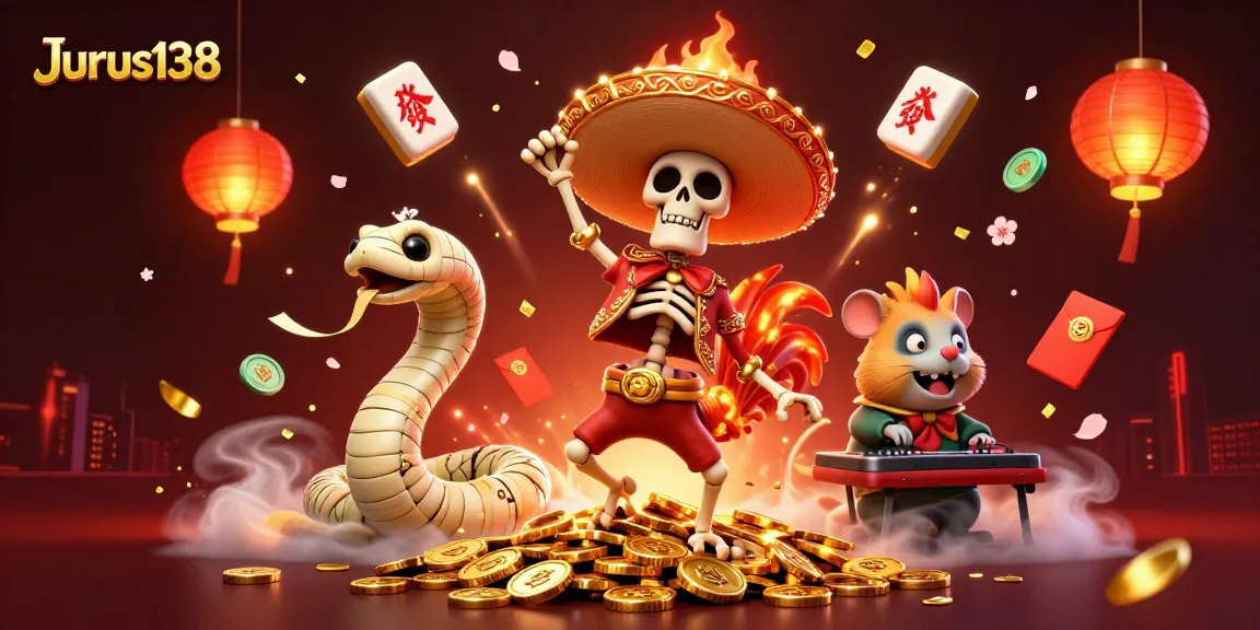 Experience the thrill of Jurus138 with a vibrant illustration featuring a unique 3D casino scene.