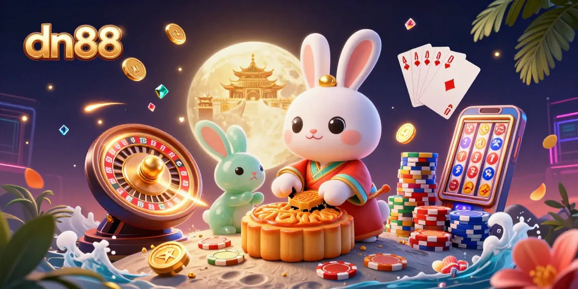 Experience dazzling games like dn88's slots and poker, set against a magical moonlit backdrop.