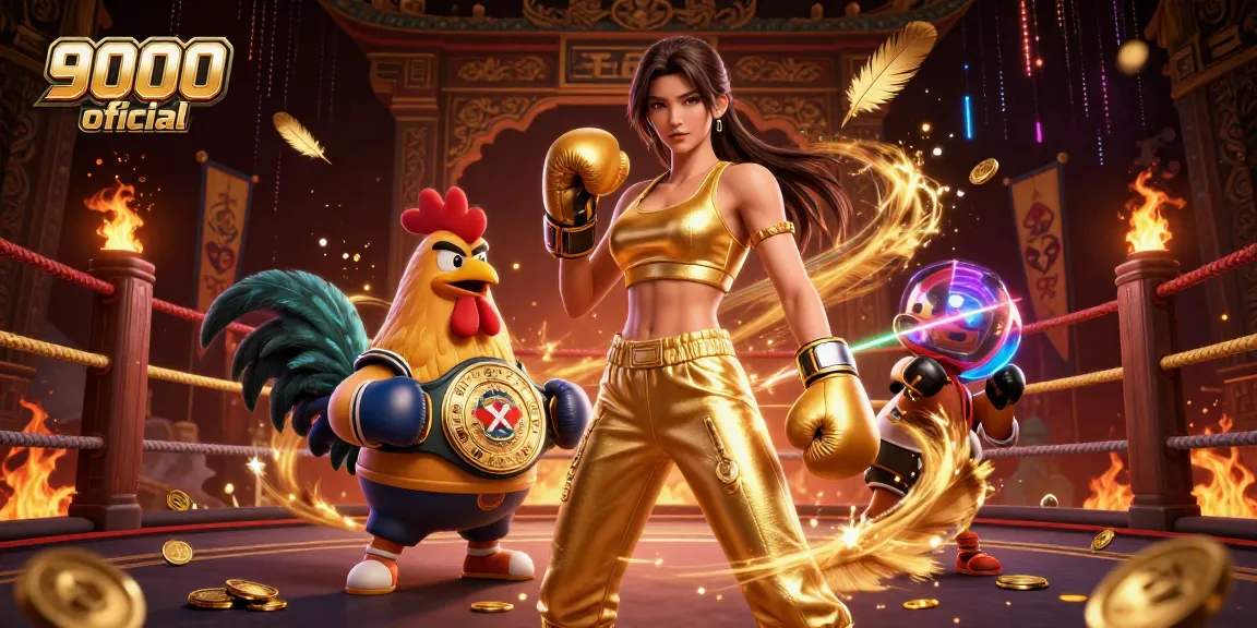 Experience thrilling casino action with 9000 oficial, featuring a powerful woman and championship rooster.