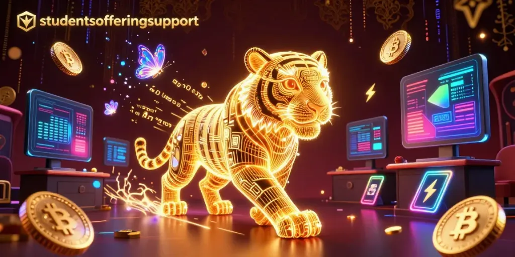 Permainan taruhan di studentsofferingsupport dengan karakter singa emas dan pesona holografik di kasino digital.
