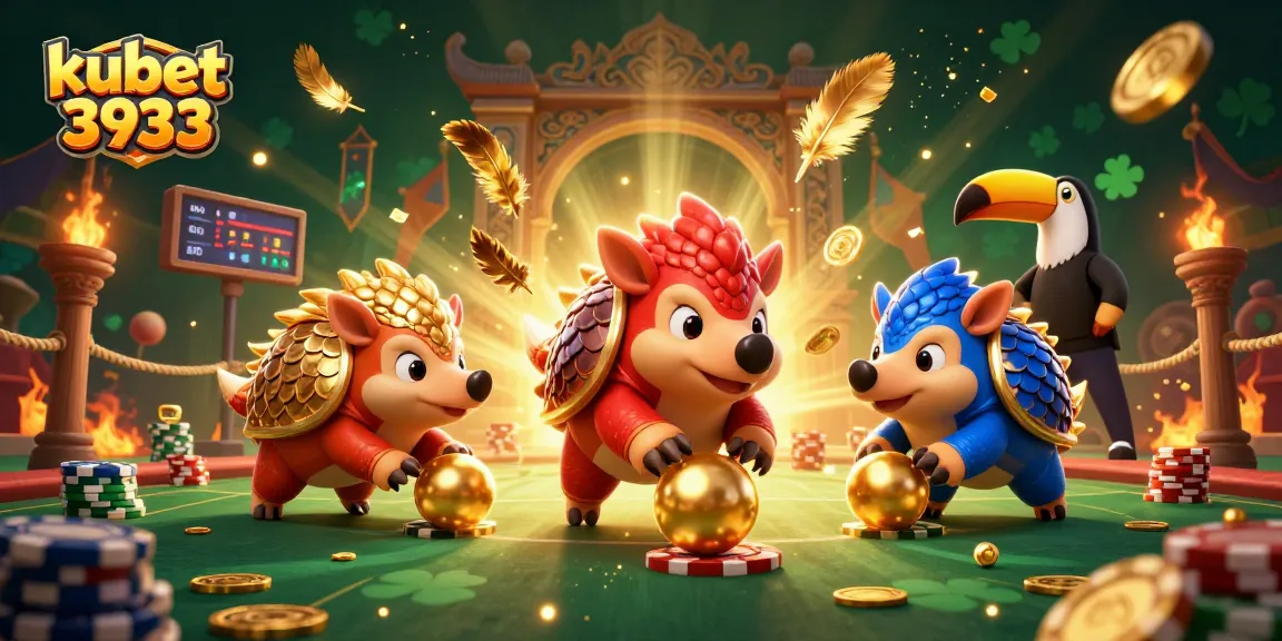 Experience thrilling gameplay at kubet 3933 with dynamic pangolins rolling through poker chips.