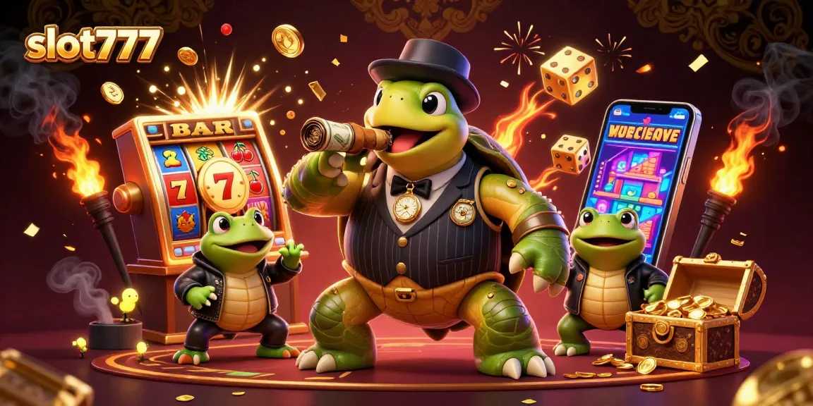 Experience slot777 excitement as a mobster turtle leads casino adventures with jackpot explosions.