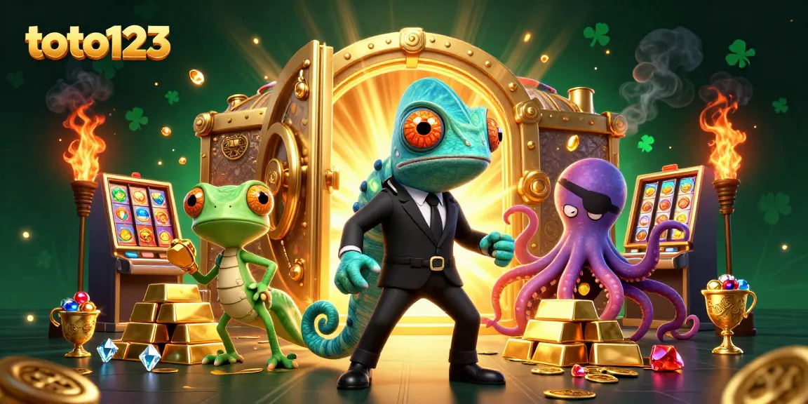 Experience seamless gaming with toto123's exciting casino adventures featuring vibrant characters and golden treasures.